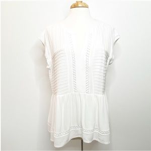 NWT Pale Sky: White Imen Pleat Detail Top